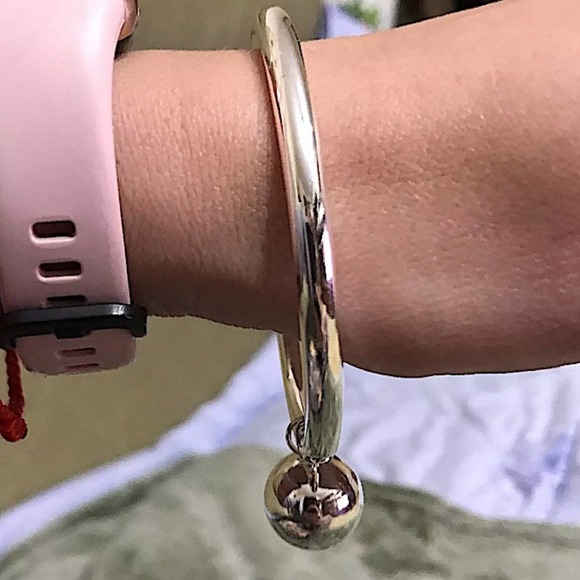 STERLING SILVER CHARM BALL BANGLE BRACELET - Picture 10 of 15